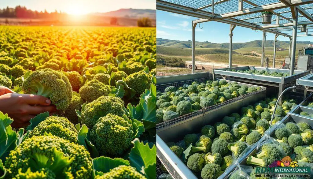 Broccoli harvesting and processing Broccoli harvesting and processing
