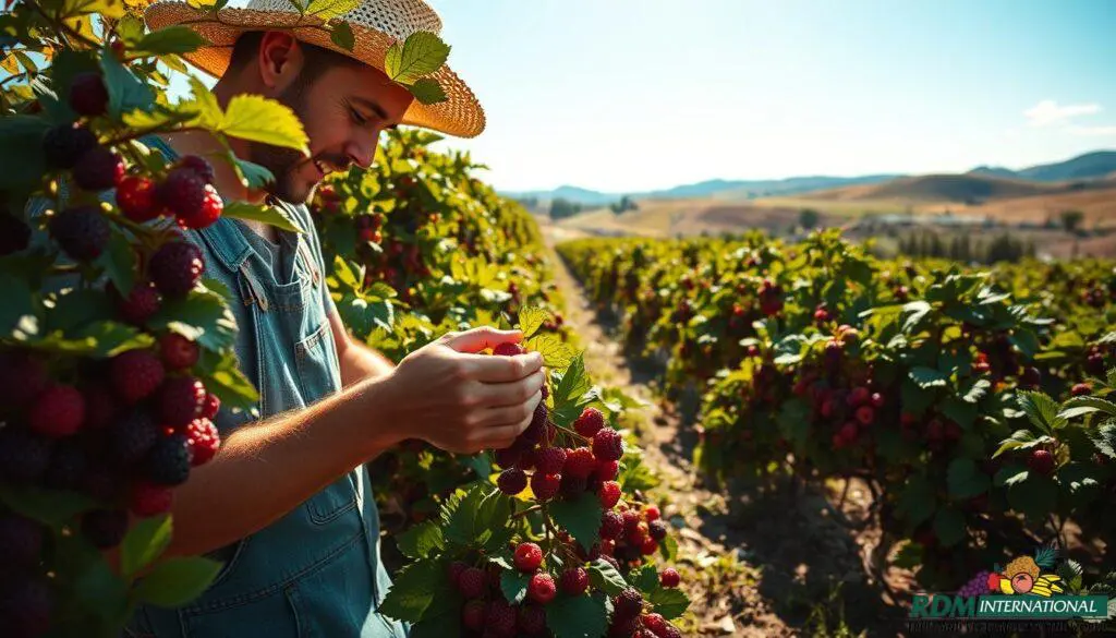 Boysenberry harvesting