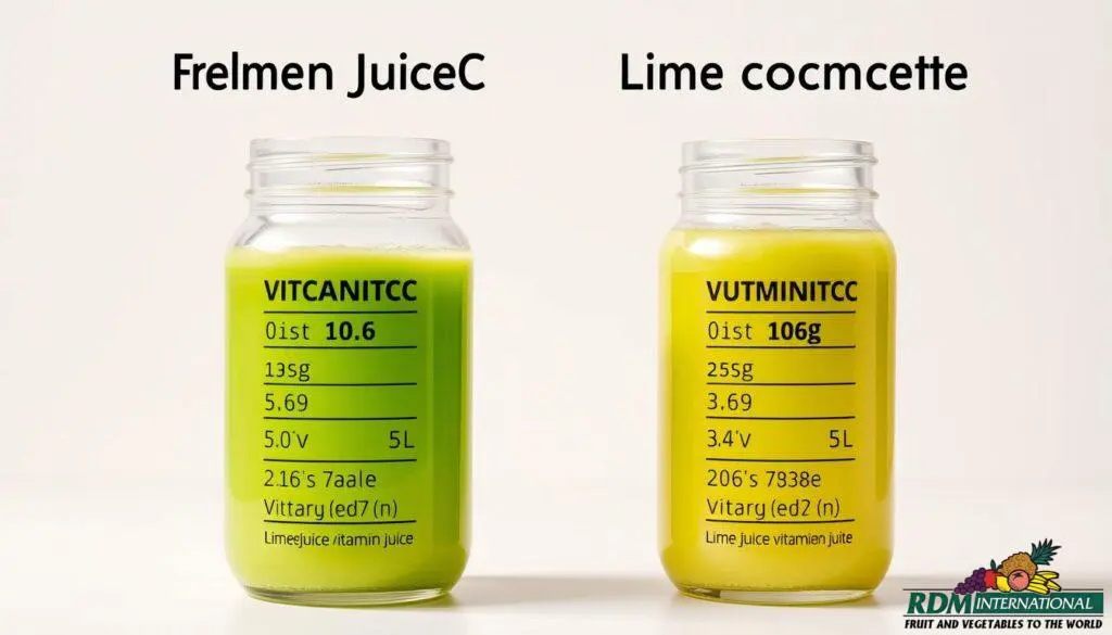 Vitamin C content comparison between fresh lime juice and lime juice concentrate