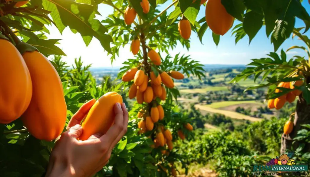 selecting ripe papayas selecting ripe papayas