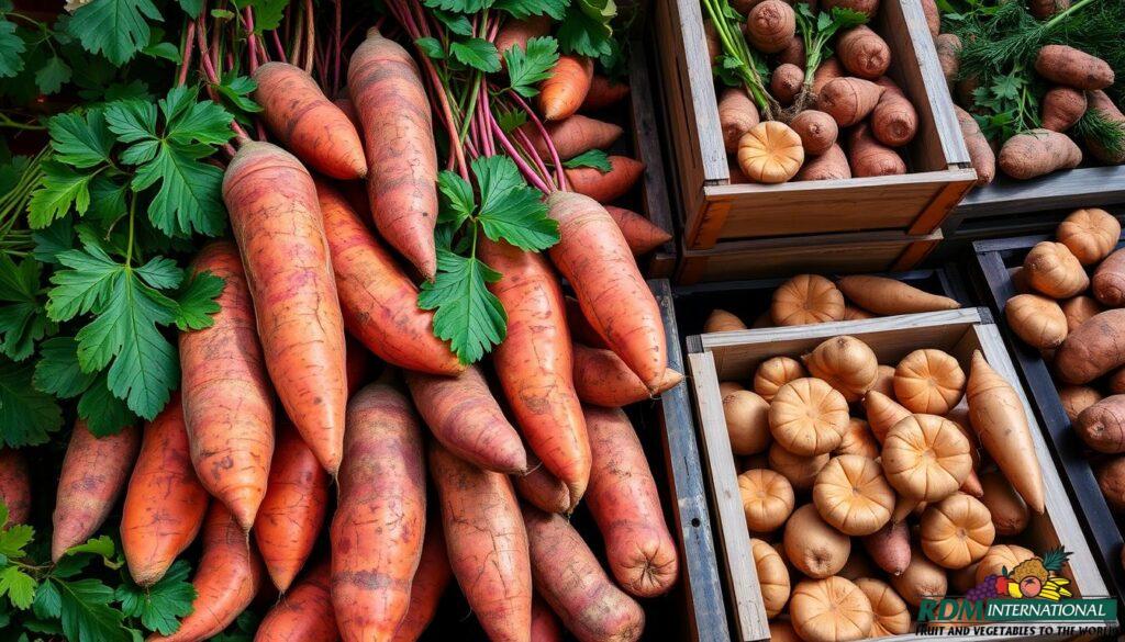 fresh and stored sweet potatoes