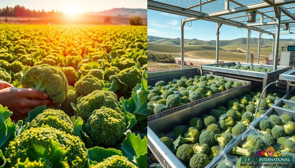 Broccoli harvesting and processing