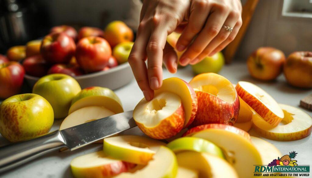 preparing apples for juicing