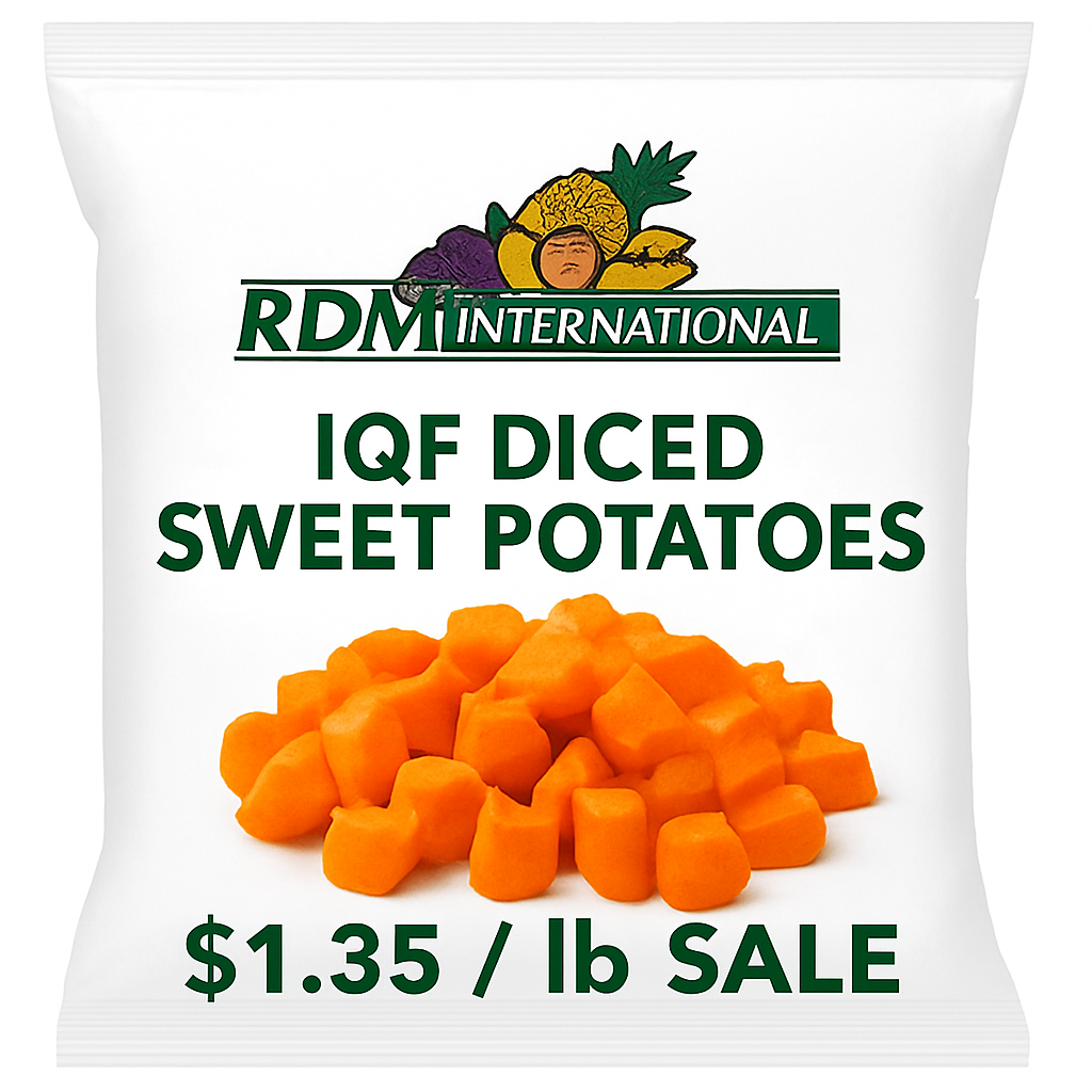IQF DICED SWEET POTATOES $1.35 / lb