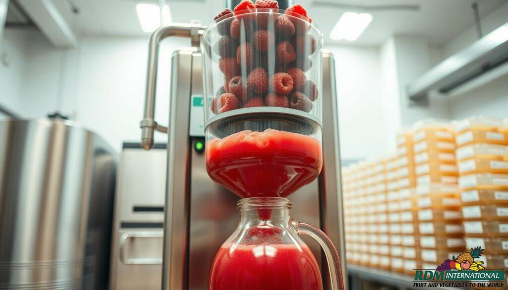 cold-pressed raspberry juice production